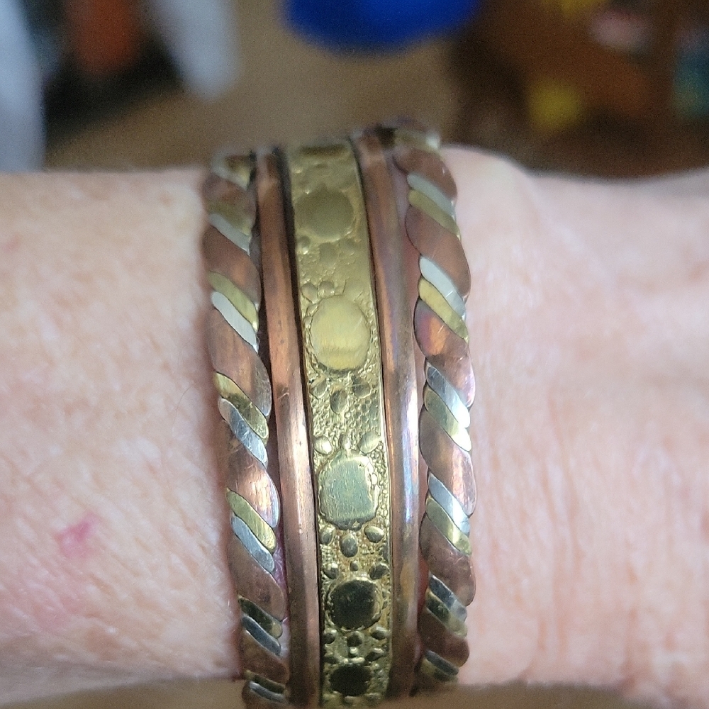 Tri Metal Vintage Cuff  Bracelet